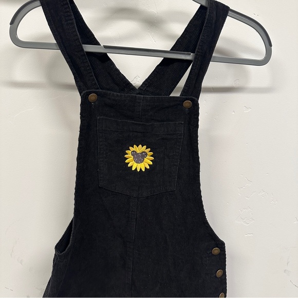 Mickey Mouse Sunflower Black Corduroy Overall Dress - Picture 3 of 3